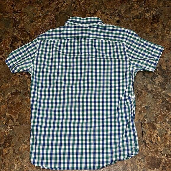 Banana Republic Soft Wash Button Down Shirt Men’s Size Medium Green Blue Plaid - Picture 5 of 9